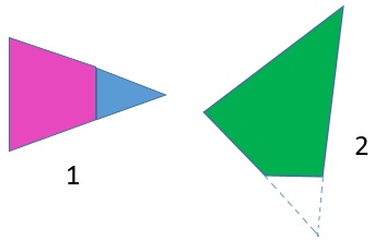 На розовом рисунке треугольников