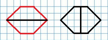 Проведите отрезок так чтобы он разделил фигуру на два четырехугольника