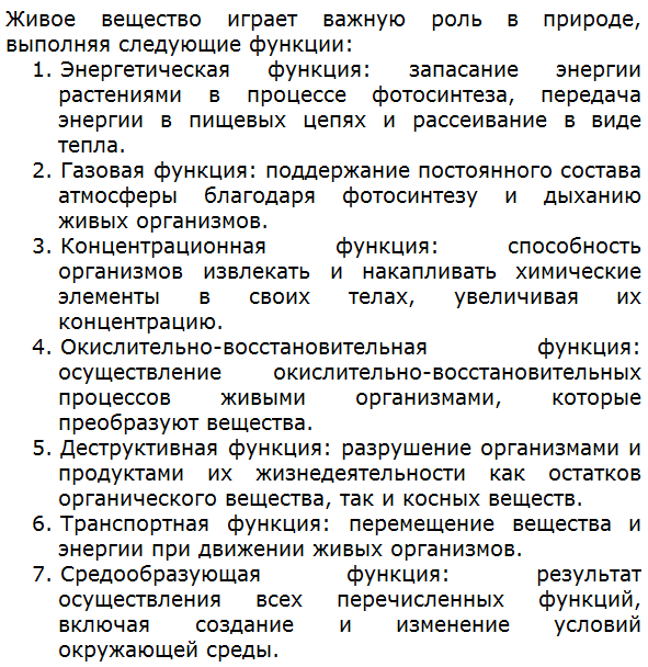 Какова роль живого вещества в природе